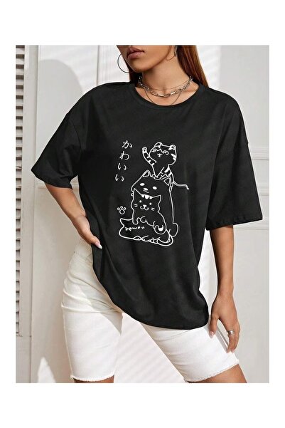 bellanova sila trend Unisex Μαύρο Υπερμεγέθη Μπλουζάκι με Στάμπα Streetwear Ά...