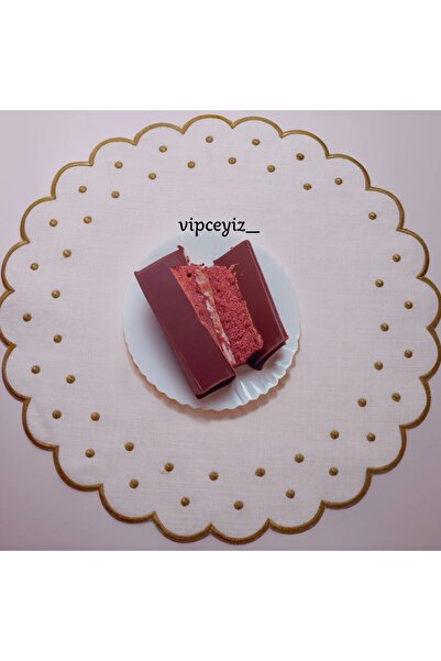 vipceyiz Κεντημένο λινό σερβίτσιο αμερικάνικου τύπου με σχέδιο πουνάτι, 1 τεμ...