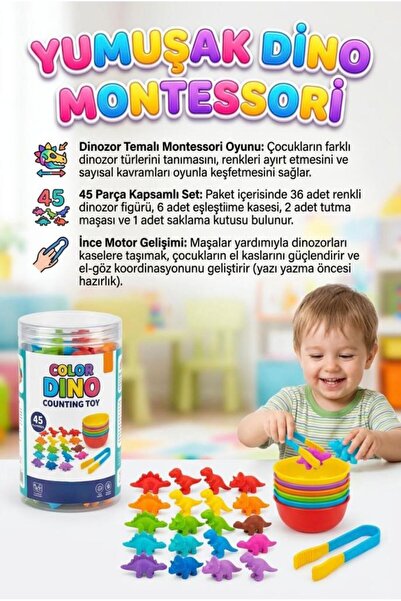 Tıfıl Toys Yumuşak Renkli Dinozorlar! 45 Parçalı Dinozor Şekilli Zeka Gelişti...