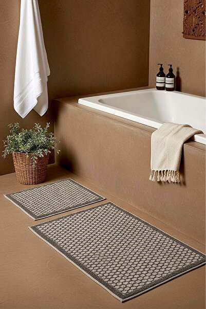 Rivaİstanbul Σετ 2 τεμαχίων χαλάκια μπάνιου & τουαλέτας με σχέδιο κηρήθρας