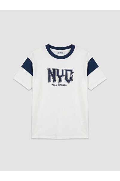 LC Waikiki Tricou de băieți cu guler rotund și imprimeu NYC