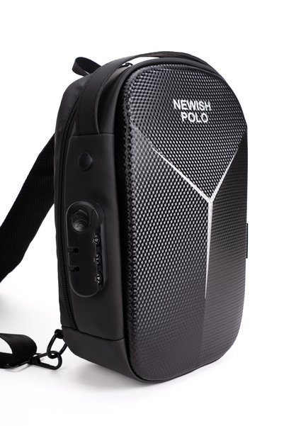 Newish Polo Black Unisex Biker Waterproof Backpack and Shoulder Bag with Night Vision Hard Front Surface