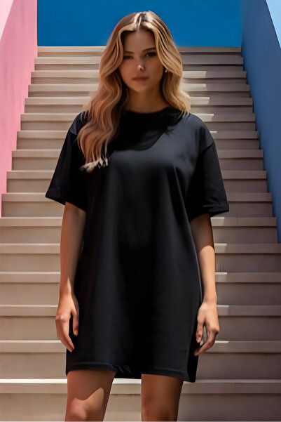 HOFFNUNG Γυναικείο κοντομάνικο μπλουζάκι με λαιμόκοψη Φόρεμα νυχτικό