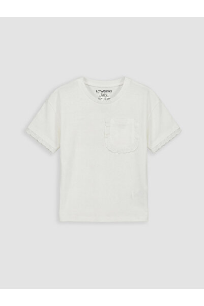LC Waikiki Tricou de fete cu guler rotund și detalii cu volane