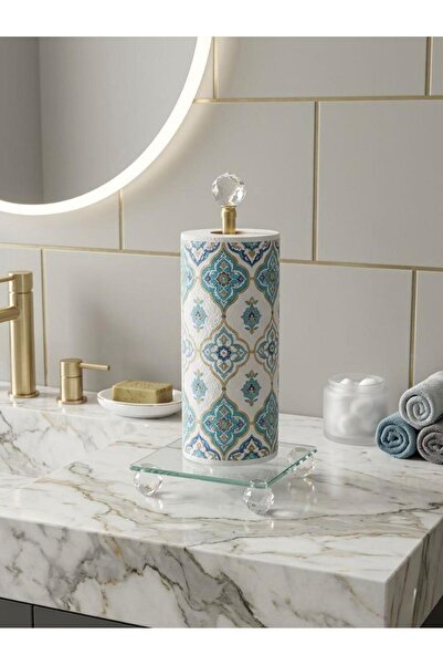 Mirsa Global Decorative Crystal Ball Stand Glass Paper Towel Holder, Gold Napkin Roll Paper Towel Organizer