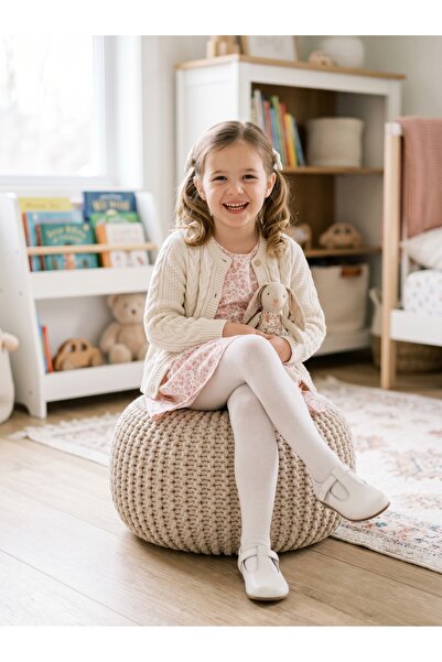 DaphKids Kız Çocuk Pamuklu Külotlu Çorap – Esnek Rahat Günlük Çorap - Beyaz