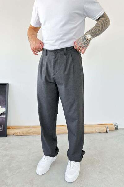 HAFKA Anthracite Pleated Detail Premium Fabric Trousers