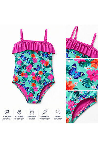 Starinci Mayo Girl's One-Piece Swimsuit Ruffle Floral Print