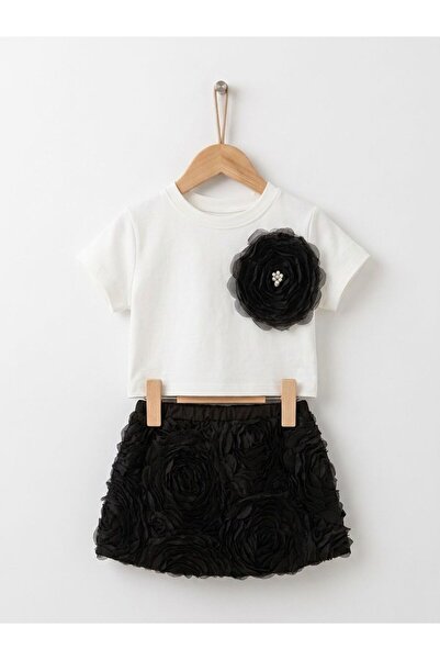 Miniminnakkidswear Set suknje i majice sa detaljima u obliku ruža za devojčic...