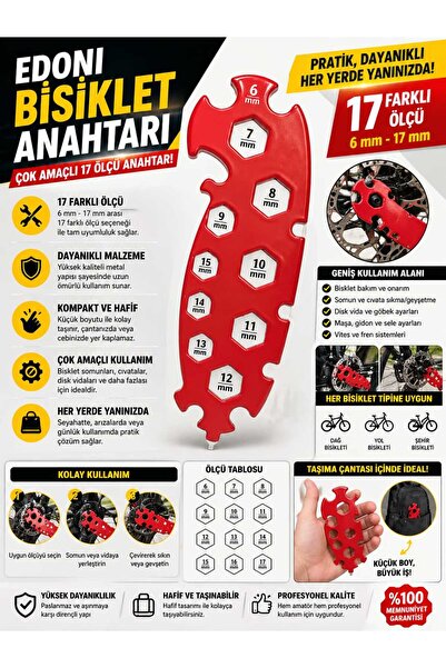 ASG BİSİKLET ANAHTARI – 17 FARKLI ÖLÇÜ TEK ÜRÜNDE! HER BİSİKLET İÇİN UYGUN