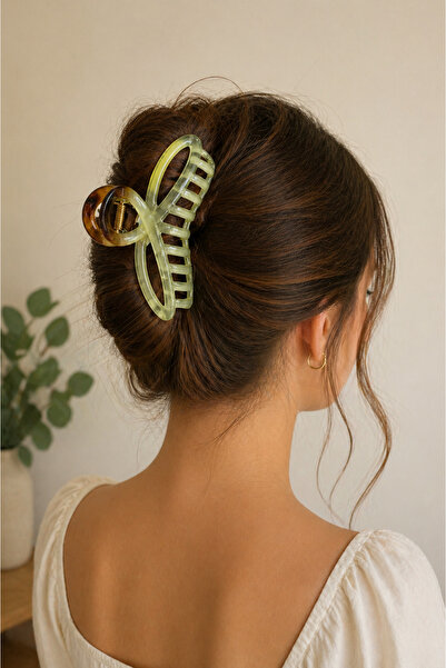 MakeWell Διαφανές ροζ κλιπ μαλλιών μεγάλου μεγέθους με κλάμερ για γυναικεία κ...