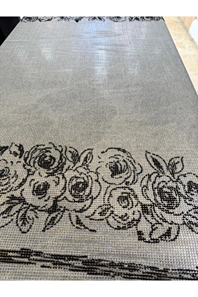 METERİAL Διπλό ύφασμα με στάμπα En Floc - Μοτίβο Μαύρο Τριαντάφυλλο - 150 εκ.