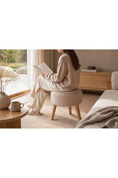 Pure Home Lucas Puf Ahşap Ayaklı