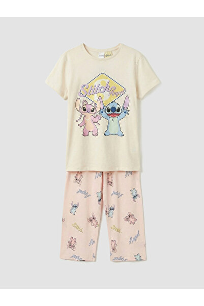 LC Waikiki Set de pijamale pentru fete cu imprimeu Stitch și Angel