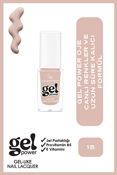 Golden Rose Gel Power Gel-Like Nail Lacquer - No: 15 - Jel Parlaklığında Oje