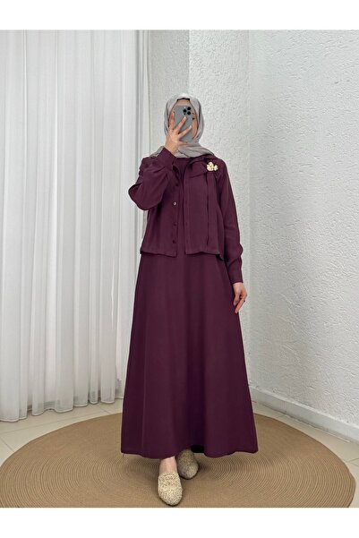 MİHRA STORE Φόρεμα διπλό με πουκάμισο με κουμπωτή πόρπη Aycan-MF1802.1 Βουργο...