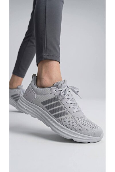 Lidora Men's Gray 4-Line Mesh Sports Shoes Ayk4030