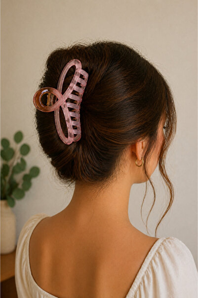 MakeWell Διαφανές ροζ κλιπ μαλλιών μεγάλου μεγέθους με κλάμερ για γυναικεία κ...