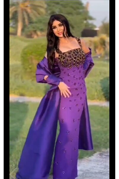 SERAFIN FASHION فستان موف مع وشاح