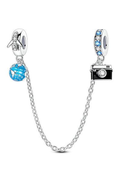 Fubena World and Camera Chain Pendant Charm