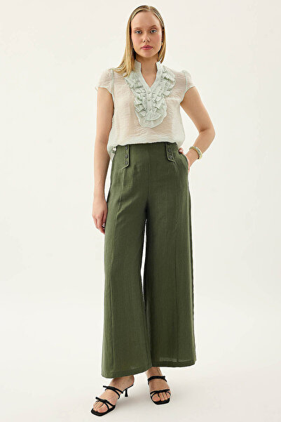 Vitrin Button Detailed Elastic Waist Trousers