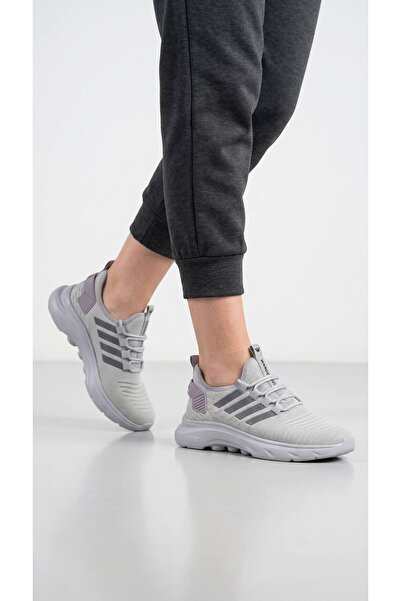 Lidora Men's Gray 4-Line Mesh Casual Sports Shoes Ayk4028