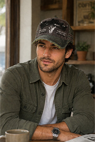 HatClub Exclusive Men's Vintage Washed Hat Black Rebel Embroidered Adjustable...