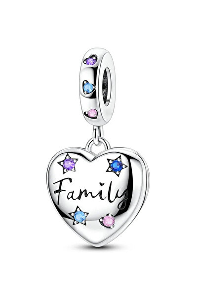 Fubena Family Yazılı Kalp Sallantılı Charm