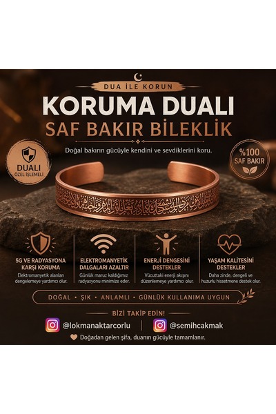 Korunma Dualı Saf Bakır Bileklik