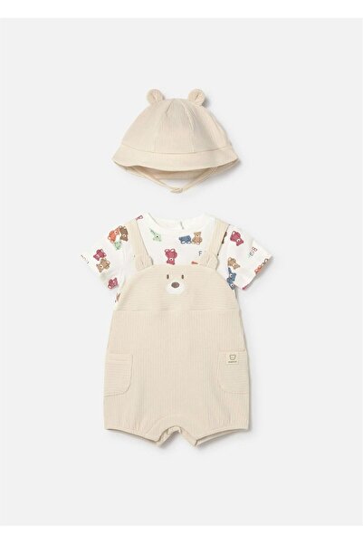 MAYORAL Baby Hat Short Jumpsuit Set Beige 1608