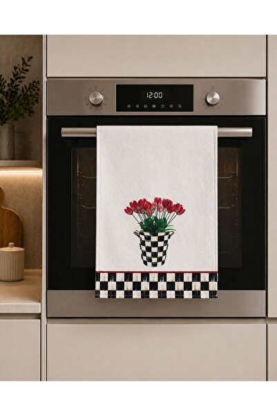 naya home Dekoratif Mutfak Pamuklu Fırın Havlusu Özel Desenli Etnik Model 35x...