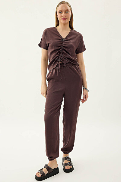 Vitrin Satin Shalwar Trousers with Elastic Waist