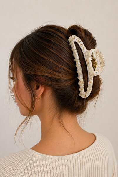 MakeWell Διαφανές ροζ κλιπ μαλλιών μεγάλου μεγέθους με κλάμερ για γυναικεία κ...