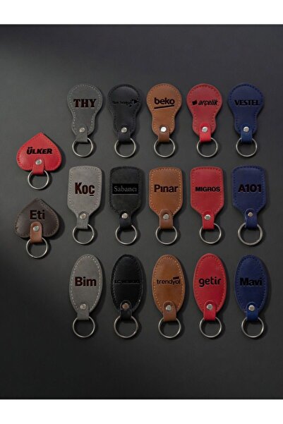 Eren Ofis 100 Pieces of Genuine Leather Keychains Customized for Brands Hot P...