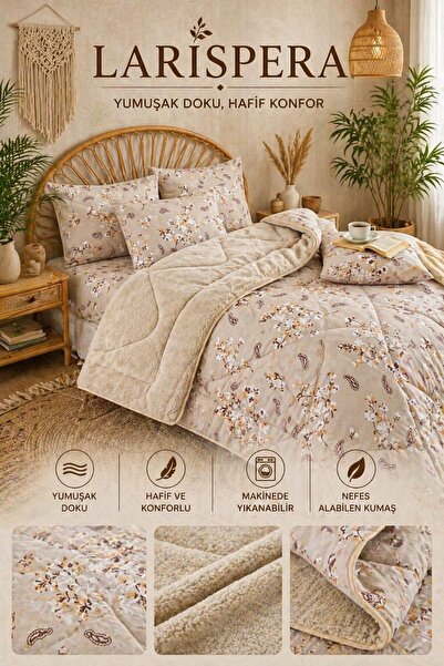Larispera Çift Kişilik Çift Taraflı 195 x 215 cm Lüx Welsoft Yorgan 2 Adet 50...