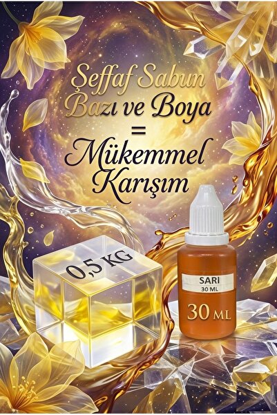 Organik Hekim Şeffaf Sabun Bazı 500 gr + Sarı Sabun Boyası 30 ml El Yapımı Sa...