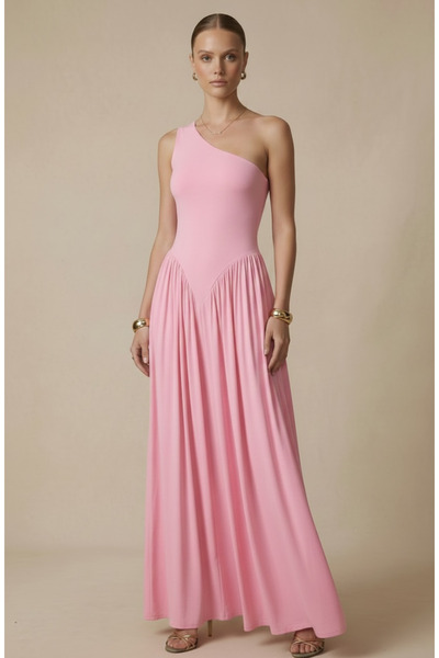 JOAQUIM Rose maxi elbise • tek omuz elbise