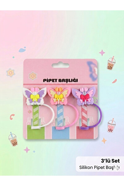 Figürlü 3'lü Silikon Pipet Başlığı Seti