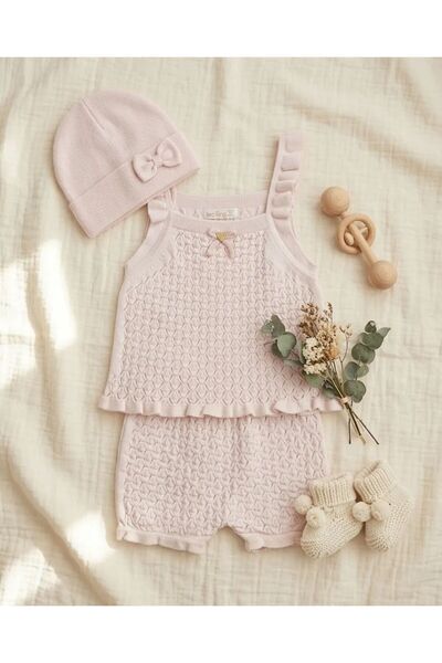 Mummys Love Girl's Strappy Knitwear Blouse & Shorts Set - 100% Organic Cotton...