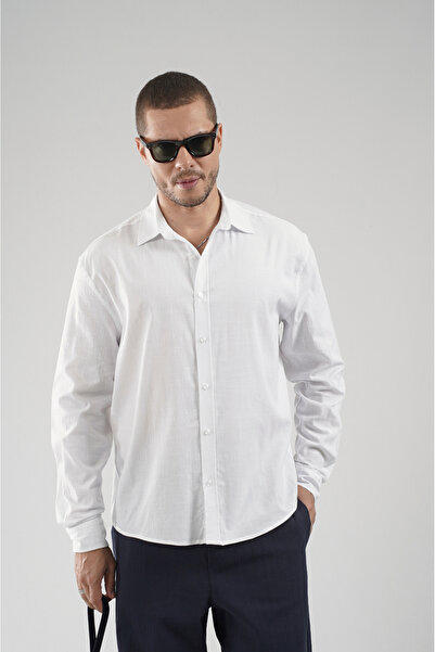 Butik Ανδρικό πουκάμισο Trend Biz Regular από λινό με λύκρα