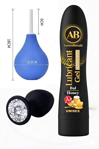 AuroraBoreale Ballı Kayganlaştırcı Anal İçin Kullanım Tıkaç ve Temizleme Pompa 3lü Seti