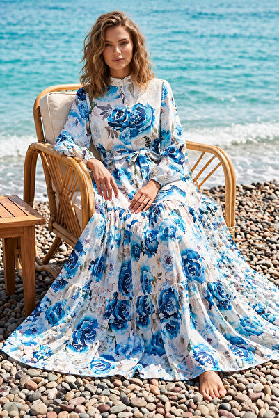 benguen Φόρεμα Τζέσικα με σχέδια, Τεσεττούρ, B601 Ναυτικό Μπλε