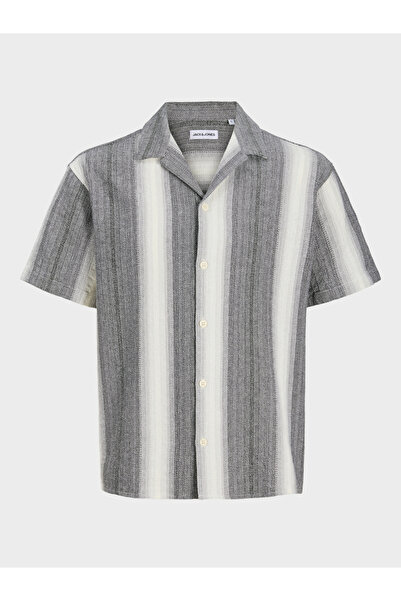 Jack & Jones قميص رجالي رمادي مخطط للمنتجعات