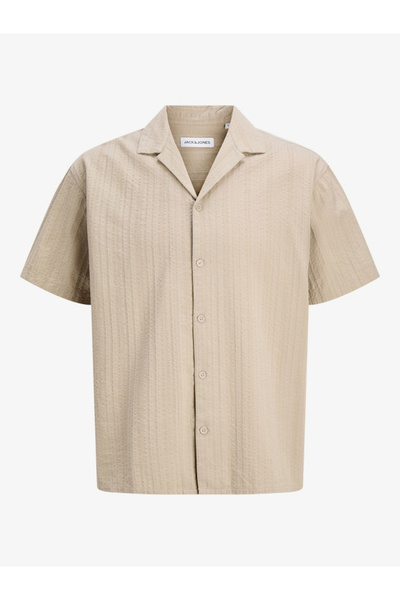 Jack & Jones قميص رجالي بني مخطط للمنتجعات