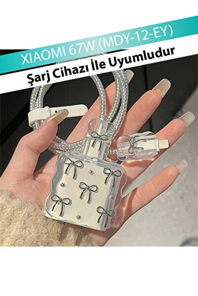 KVK PRİVACY 67W Uyumlu Şeffaf Fiyonk Tasarımlı Kablo ve Adaptör Koruyucu Seti...