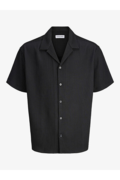 Jack & Jones قميص رجالي أسود بياقة رورت