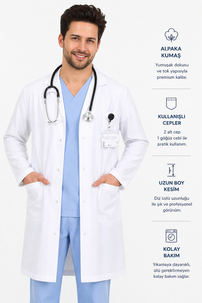 UMAY ÜNİFORMA Erkek Beyaz Önlük Doktor Eczacı Veteriner Hemşire Medikal Sağlı...
