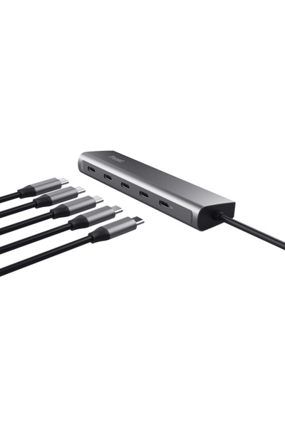 Trust Hub USB Halyx TR-25136, 5 USB Type-C, 100 W, Gri