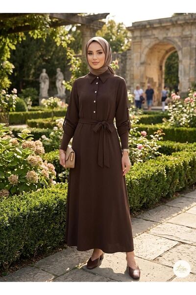 Butik Kadın Apolet Detaylı Tesettür Yazlık Elbise