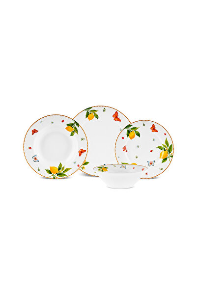 Karaca Forever Bone Solemon 24 Parça 6 Kişilik Limon Desenli Yemek Takımı